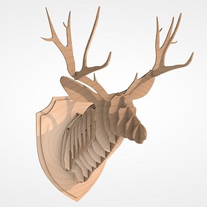 3D model wooden deer head