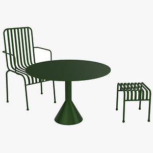 3D Hay Palissade Striped Outdoor Furniture Set Green