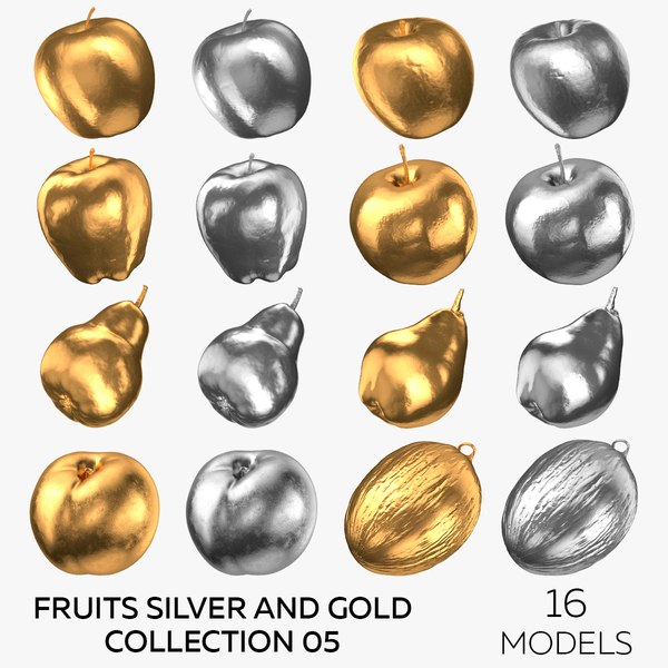 Fruits Silver and Gold Collection 05 - 16 models 3D model