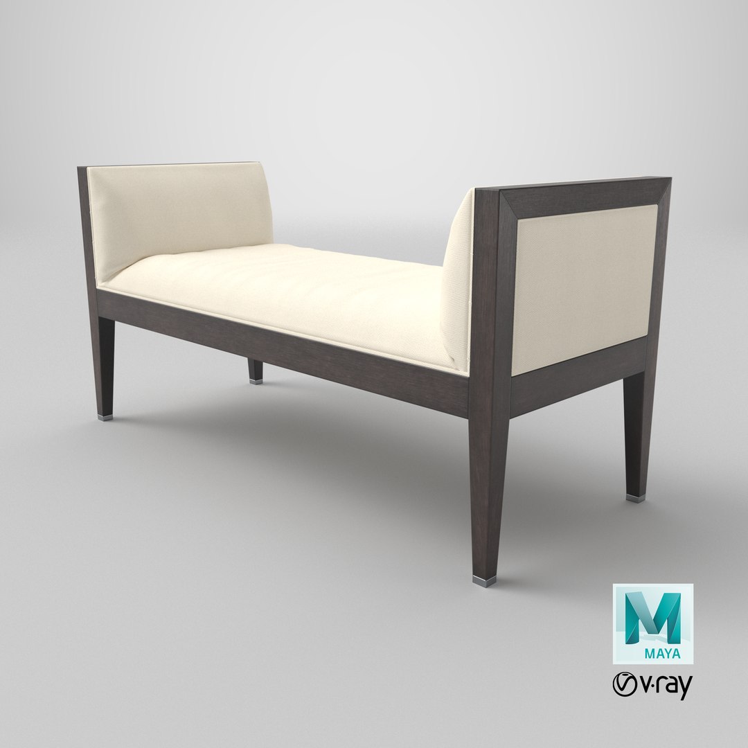 3D Bench Wood White - TurboSquid 2411076
