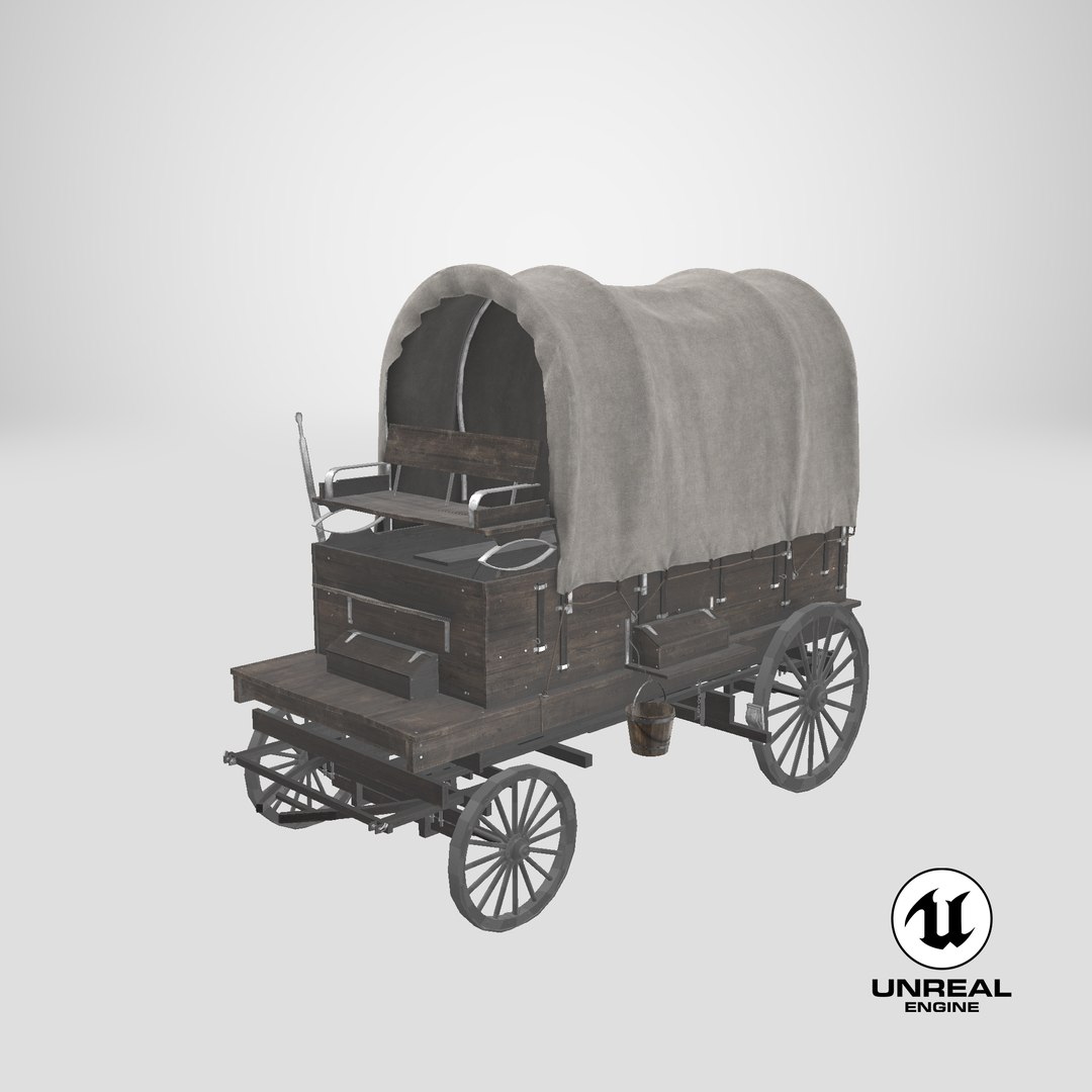 Wooden Covered Wagon-8K PBR model https://p.turbosquid.com/ts-thumb/3T/CNRSy5/Ki/stemcell_unreal_render/png/1642853487/1920x1080/fit_q87/c368b733435e416ef5da85ce03c8cc68abb31f0b/stemcell_unreal_render.jpg