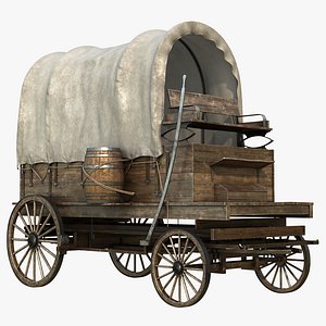 Wooden Covered Wagon-8K PBR model