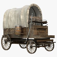 Wooden Covered Wagon-8K PBR