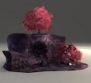 3d model fantasy cherry blossom cliff