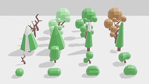 4 season trees bushes 3D model