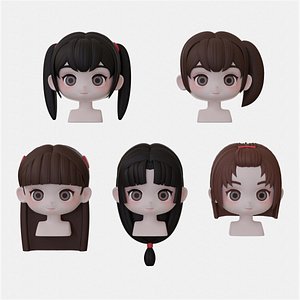 Female Hair Style Set 04 model