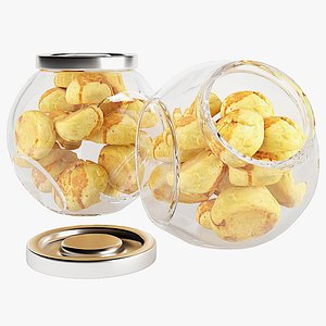 3D Glass jar cookie content 08