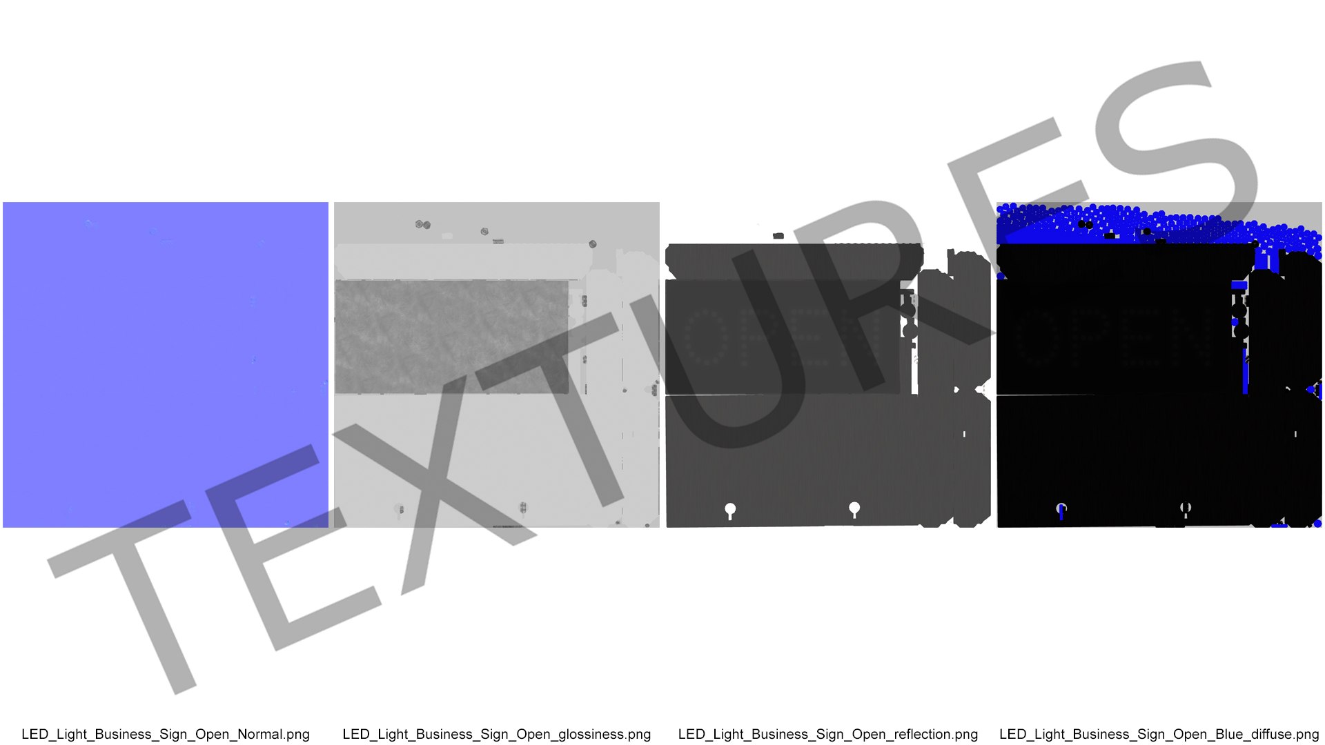 3D Traditional Rectangle Blue LED Neon Sign Open OFF model - TurboSquid ...