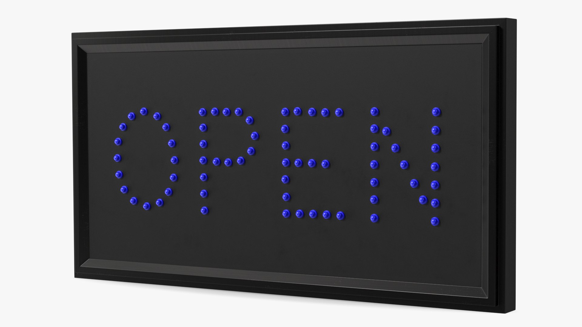 Traditional Rectangle Blue LED Neon Sign Open OFF 3D model preview