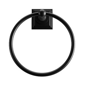 Matte Black Carter Square Mount Towel Ring