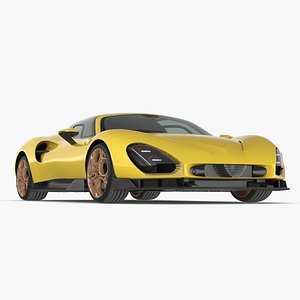 3D Luxurious Supercar Coupe Yellow Rigged for Maya model