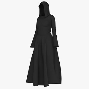 3D woman long dress hooded model