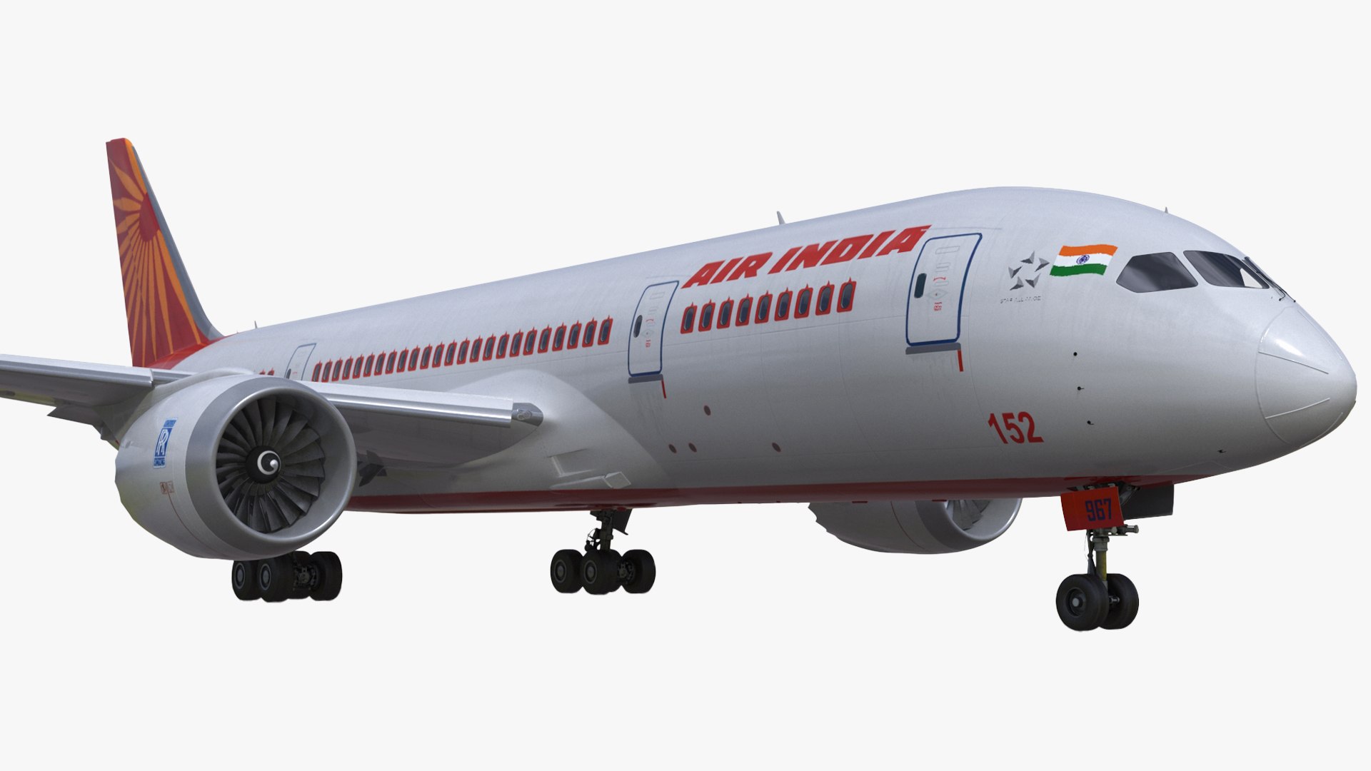 Air India Boeing 787-8 Dreamliner Aircraft Rigged for Cinema 4D 3D model preview