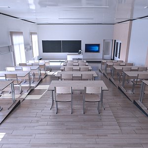 3D school classroom room model
