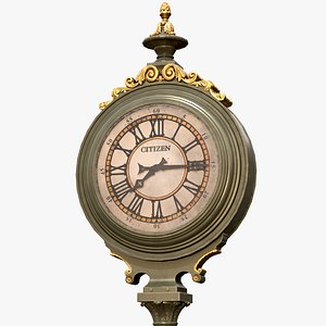 Street Clock Hight Low Poly