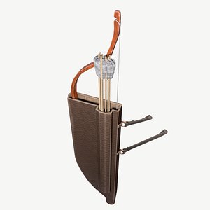 Curved bow with arrows and a cover 3D