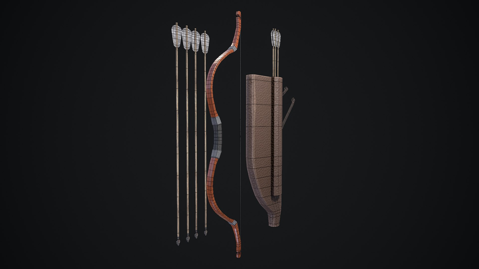 Curved bow with arrows and a cover 3D - TurboSquid 1762566