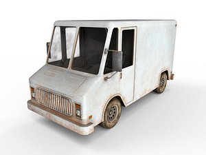 3D low-poly old generic van model