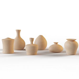 Wooden Flower Vase Collection 3D model