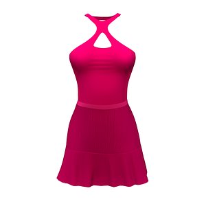 Cross Chest Top Ruffle Skirt Dress 3D model