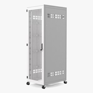 3D Floor Standing Rack Cabinet 42 Unit White Empty model
