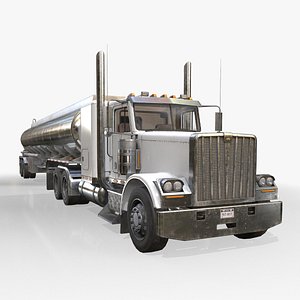 Flat Top Semi Truck Tank Trailer - Low Poly