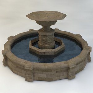 3d fountain low-poly model