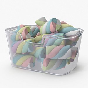 Multicolored Twisted Marshmallows in Container model