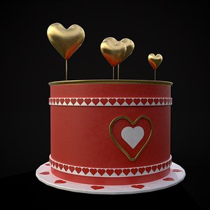 3D Red And White Heart Balloon Cake