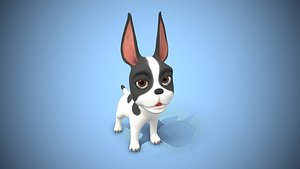 dog cartoon frenchie 3D