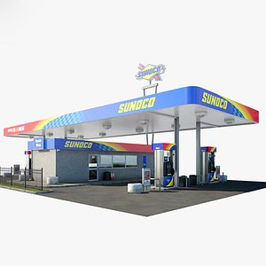3D sunoco gas station
