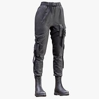 Womens Terrorist Pants with Boots - Middle - Low Poly