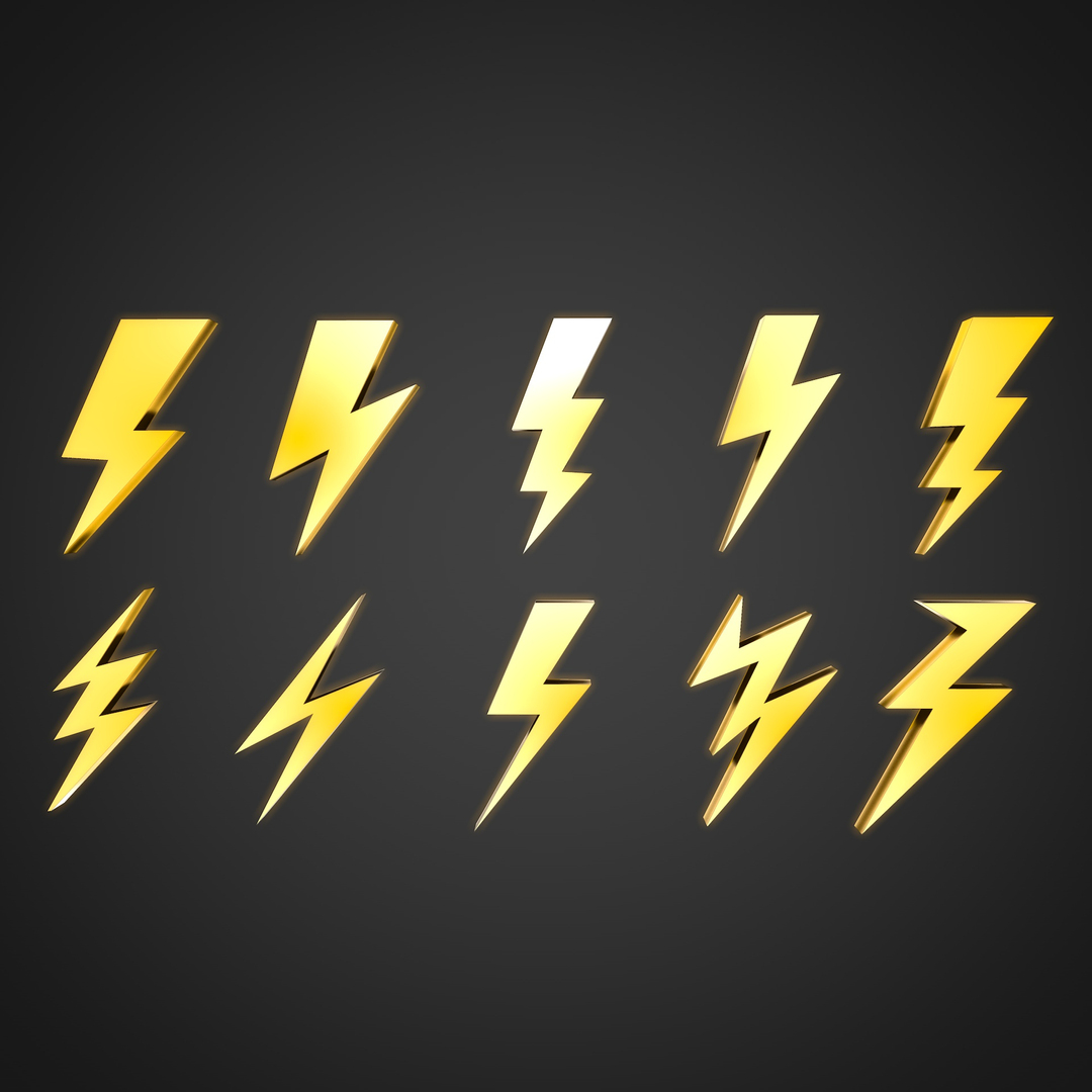 Lightning Bolt Icon Thunderbolt Emoji 3D Collection Model 3D