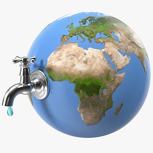 stylized earth faucet water tap 3D