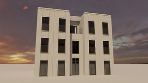 3D model neoclassic building facade