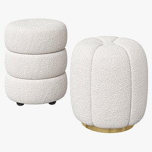 Rete Home poufs Colline and Fleur 3D model