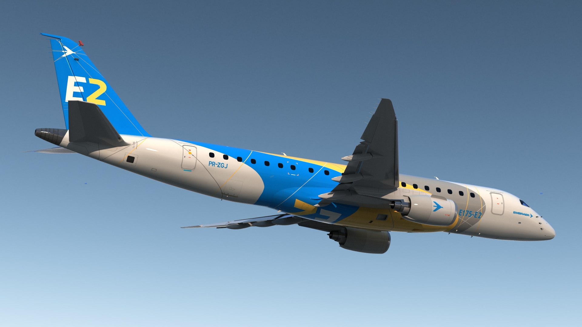 Embraer E-Jet E175-E2 Rigged 3D model preview