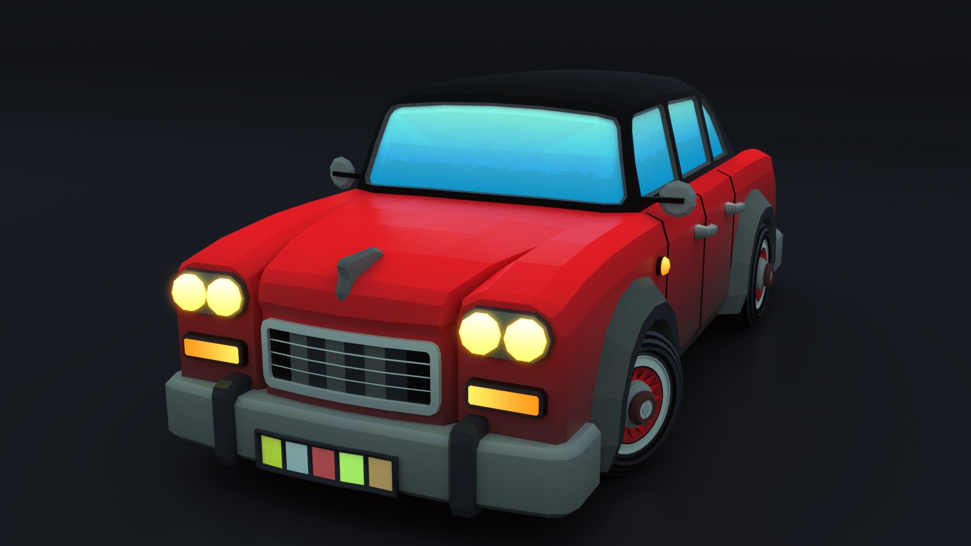 卡通车红色火焰3d模型