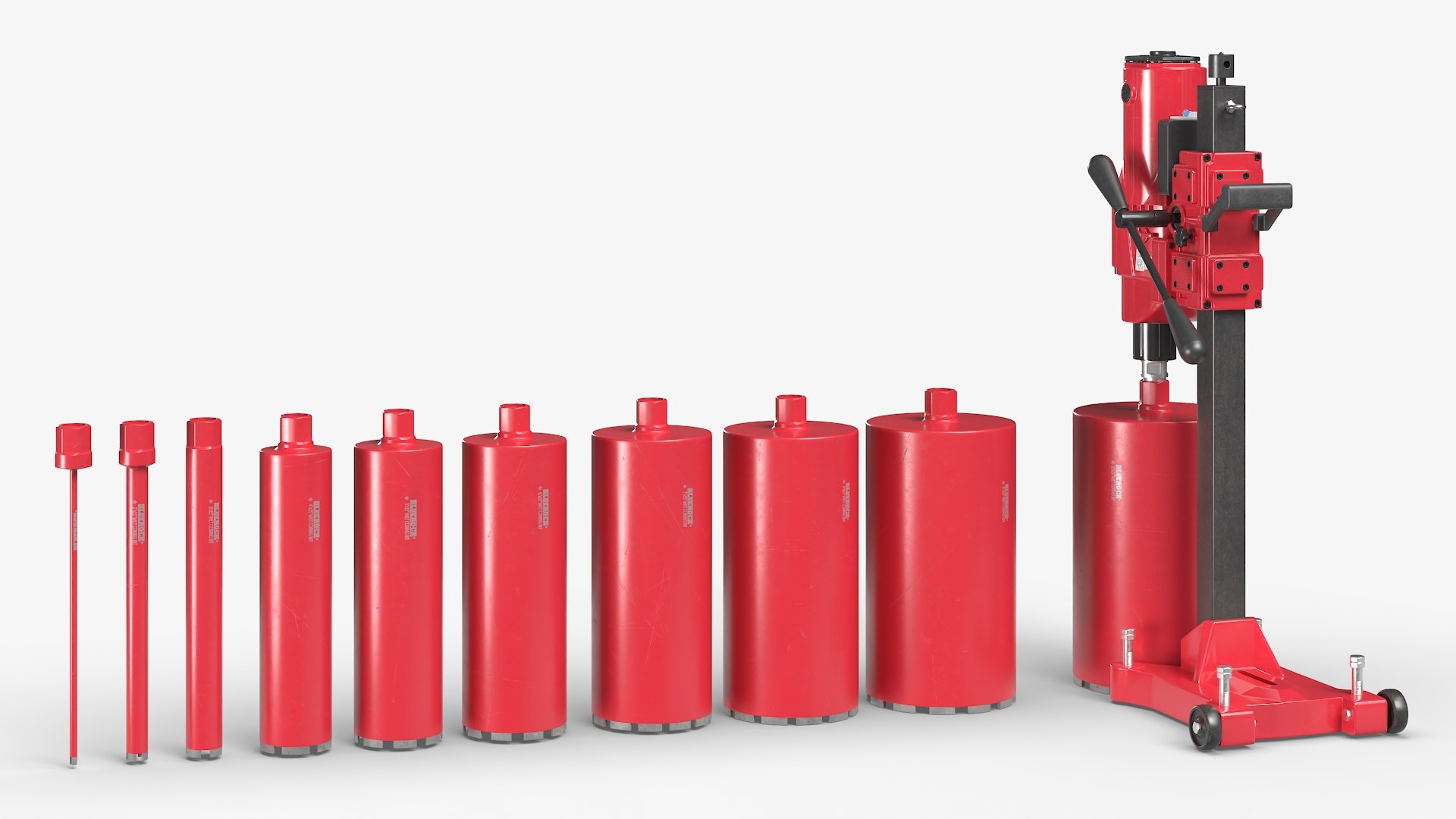 Bluerock Tools Concrete Core Drill with Core Bit Set Red 3D model preview