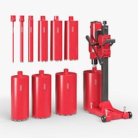 Bluerock Tools Concrete Core Drill with Core Bit Set Red