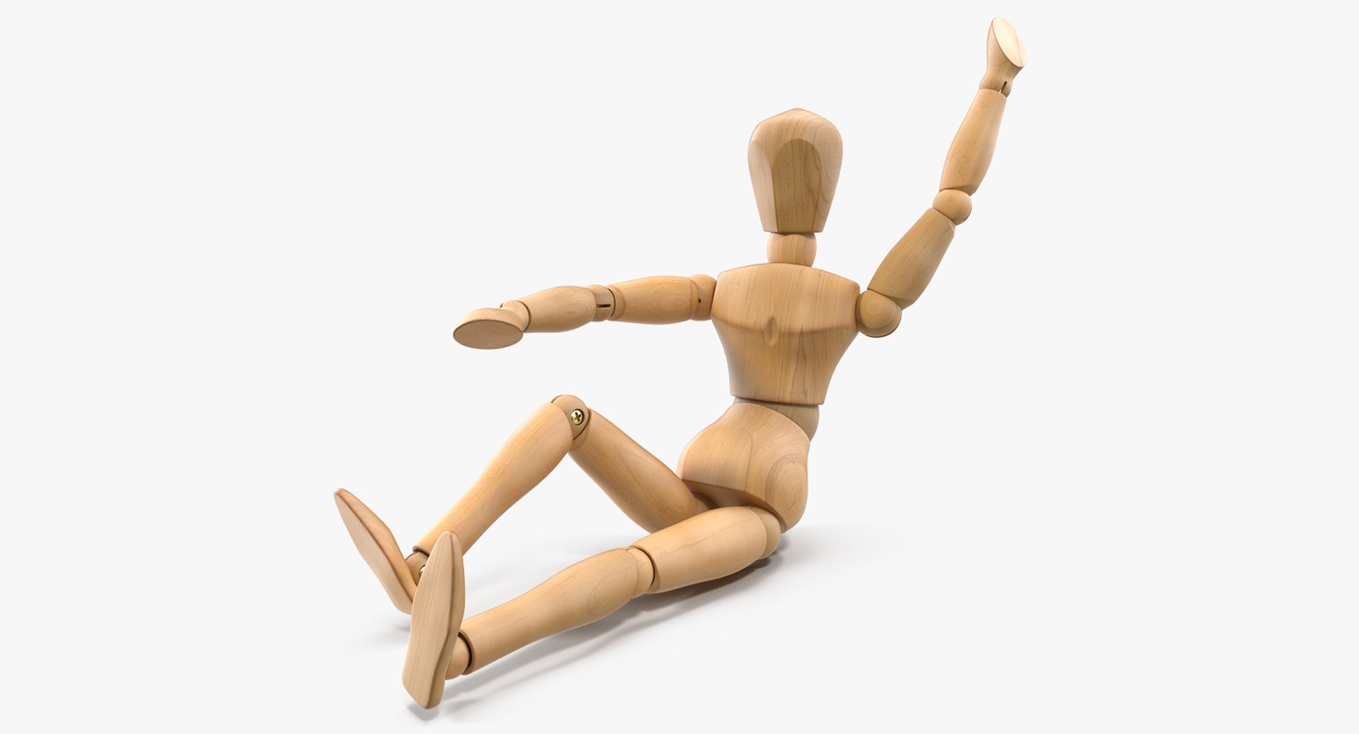 Wooden Dummy Toy Sitting Pose 3D Model 3D model preview