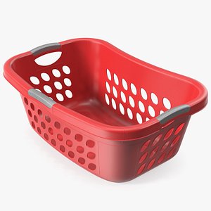 3D Large Plastic Laundry Basket Red model