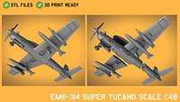 EMB-314 Embraer Super Tucano Scale 1-48 Stl Files Print Ready