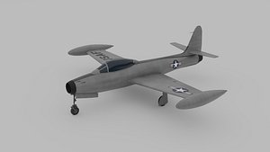 3D Early American Fighter Jet F-84 Thunderjet