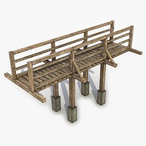 3D model bridge wood wooden