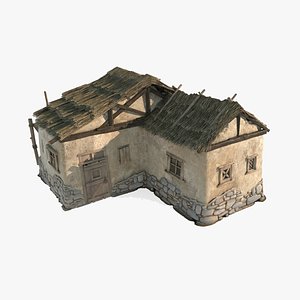 Medieval architecture rural thatched cottages model