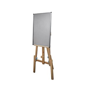 Retro Office Whiteboard on Wooden Easel - Low Poly PBR