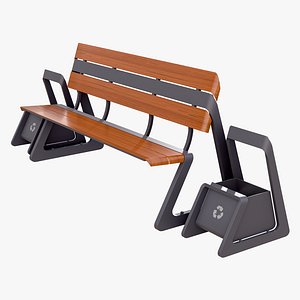 3D Eco City Bench Integrated Bins M1 model