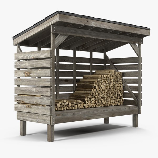 old woodshed stack firewood 3D