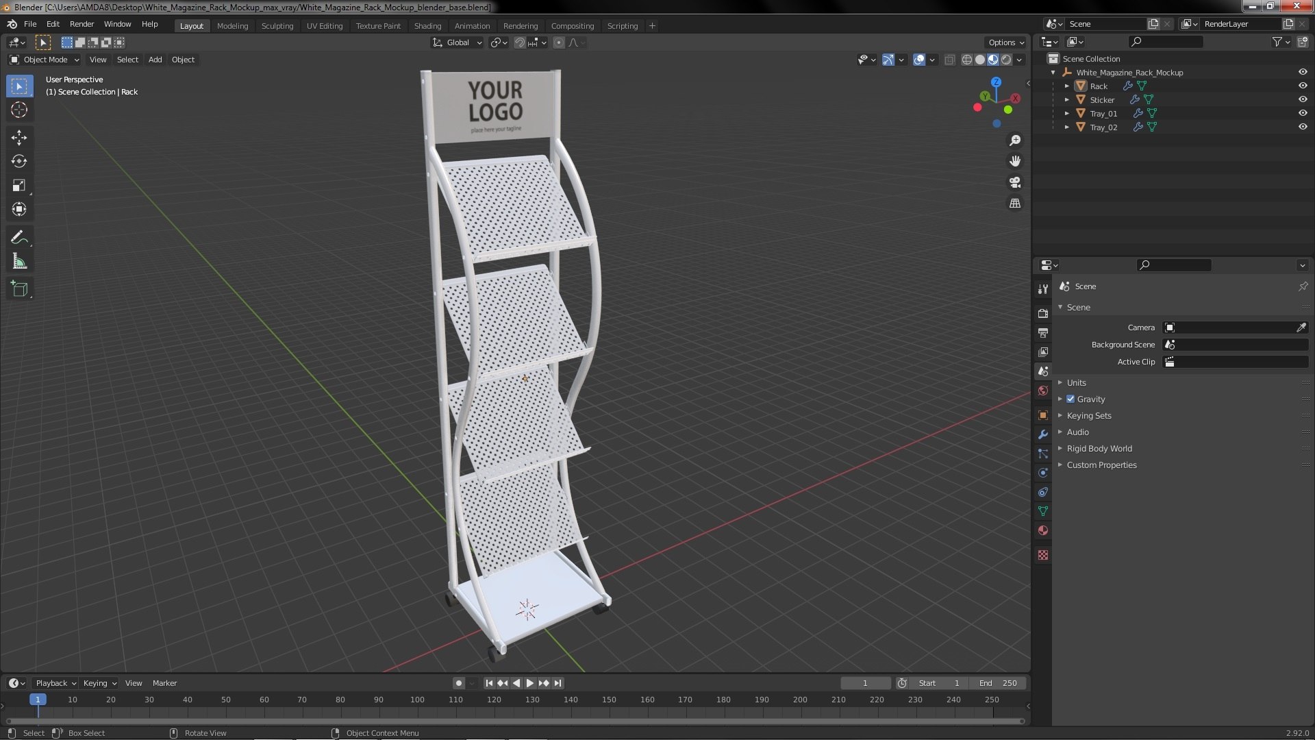 White Magazine Rack Mockup 3D Model - TurboSquid 2069303